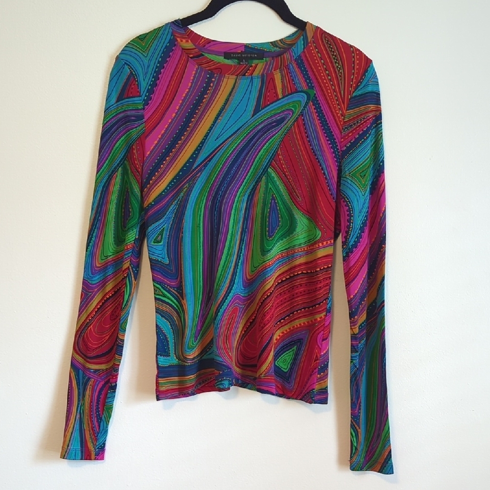 David Meister Abstract Colorful Top